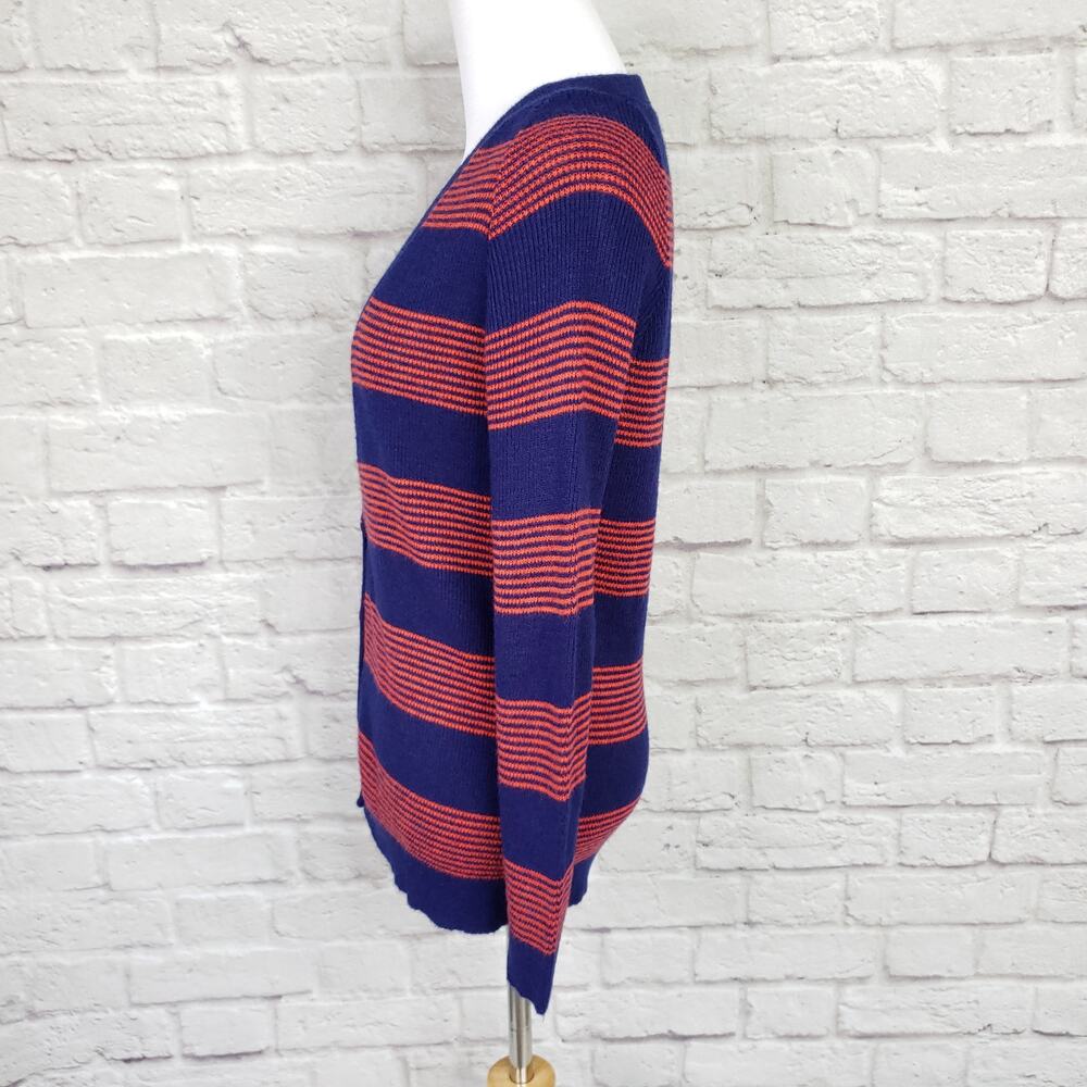 Vintage 70s Bradley Blue & Red Stripe V-neck Grandpa Cardigan Sweater Fits XS/S - Picture 8 of 14